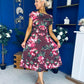 Tracey Detailed Midi Dress Floral Chocolate