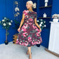 Tracey Detailed Midi Dress Floral Chocolate