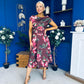 Tracey Detailed Midi Dress Floral Chocolate