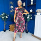 Tracey Detailed Midi Dress Floral Chocolate