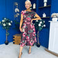 Tracey Detailed Midi Dress Floral Chocolate