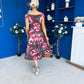 Tracey Detailed Midi Dress Floral Chocolate