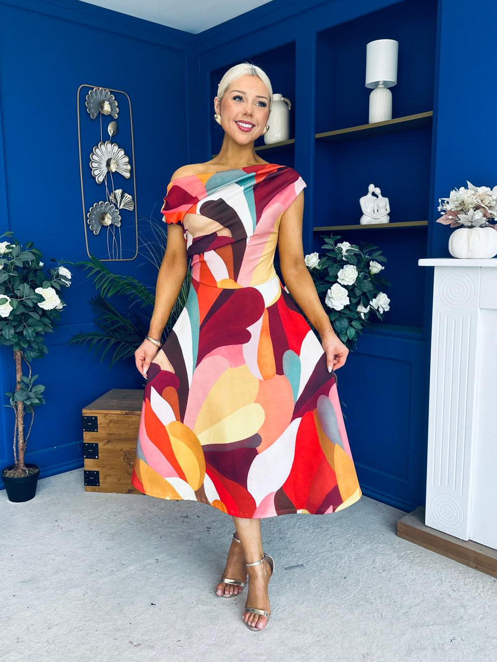 Tracey Detailed Midi Dress Geo Autumn