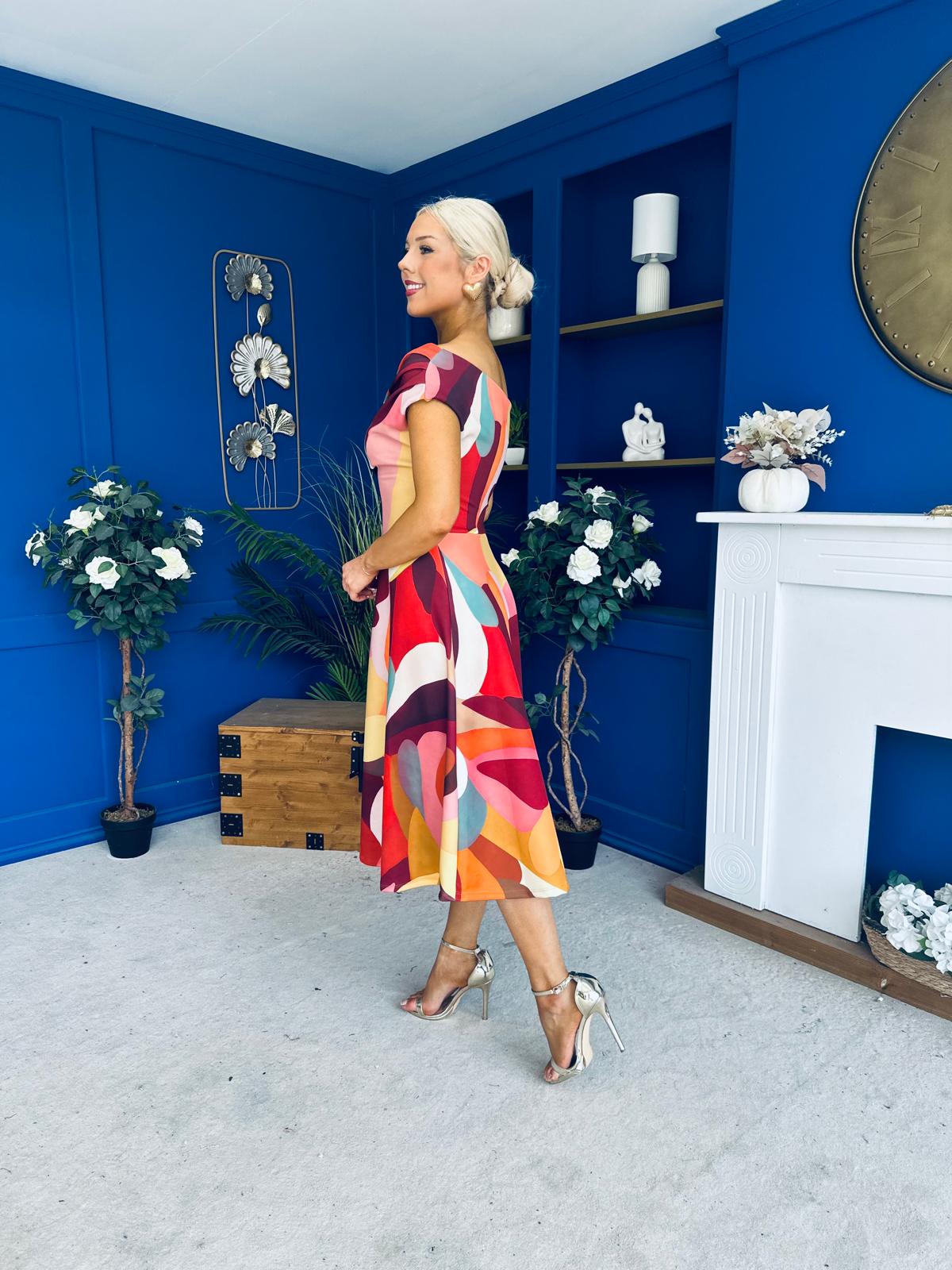 Tracey Detailed Midi Dress Geo Autumn