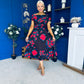 Tracey Detailed Midi Dress Floral Black