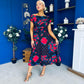 Tracey Detailed Midi Dress Floral Black