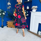 Tracey Detailed Midi Dress Floral Black