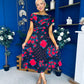 Tracey Detailed Midi Dress Floral Black