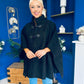 Rachel Toggle & Rope Poncho Black
