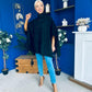 Rachel Toggle & Rope Poncho Black