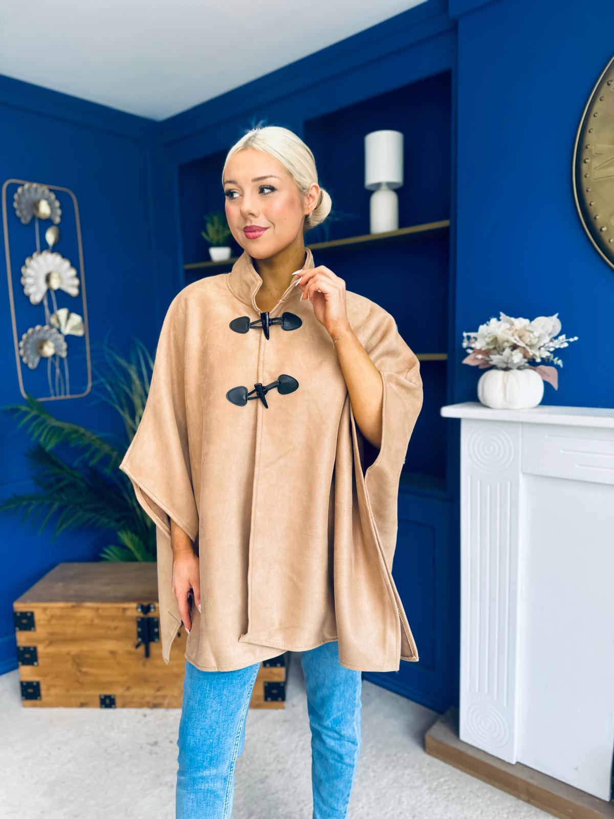 Rachel Toggle & Rope Poncho Camel