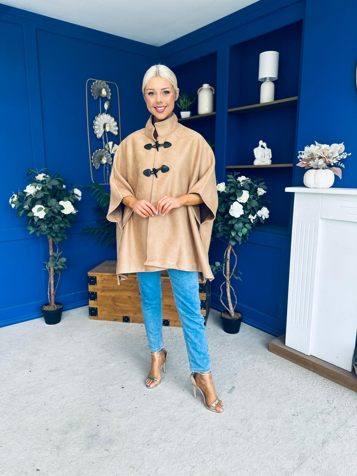 Rachel Toggle & Rope Poncho Camel
