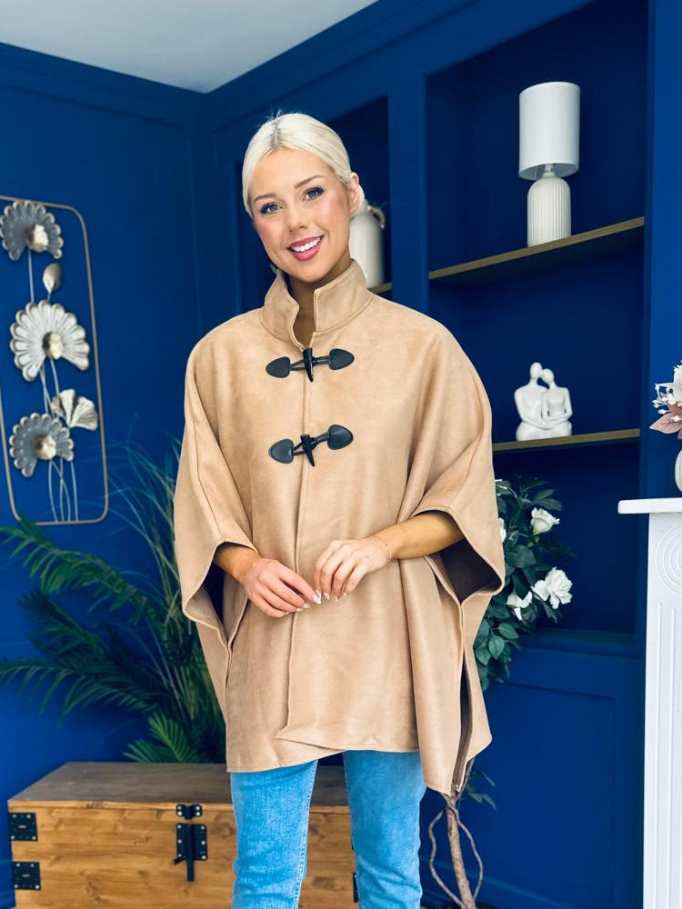 Rachel Toggle & Rope Poncho Camel
