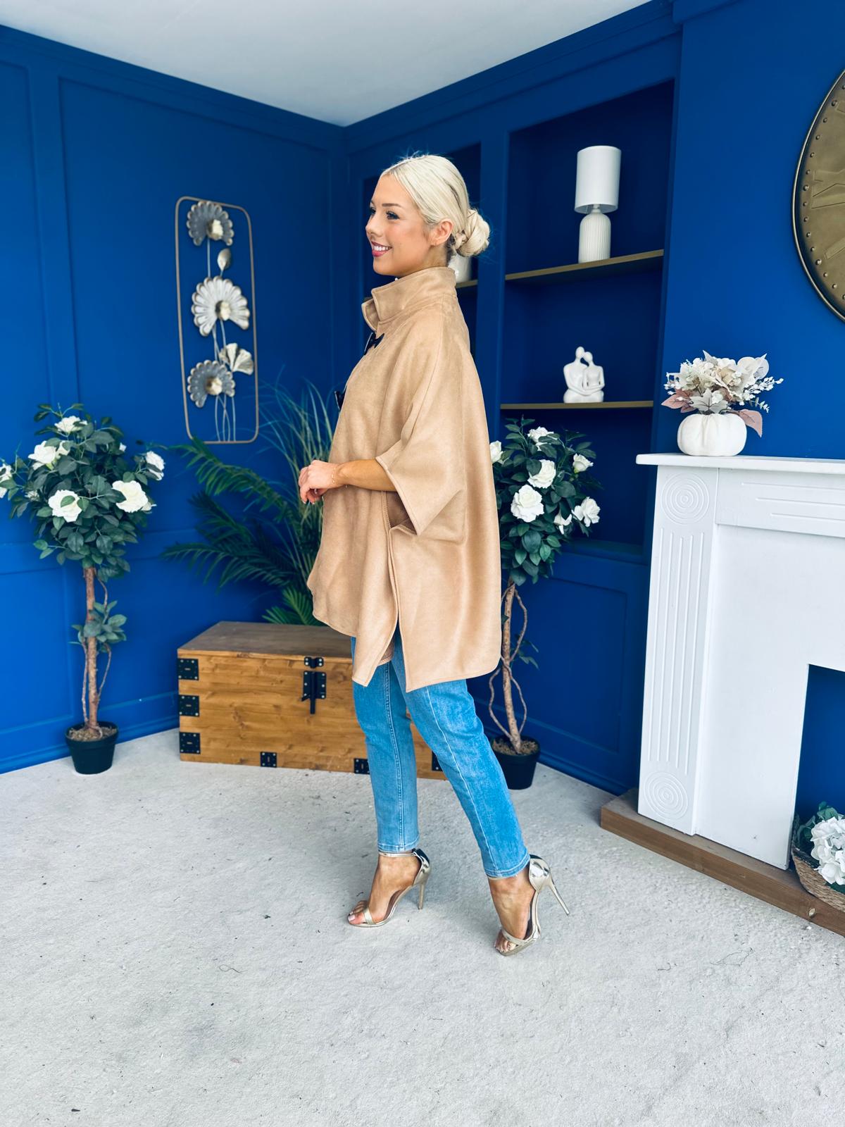 Rachel Toggle & Rope Poncho Camel