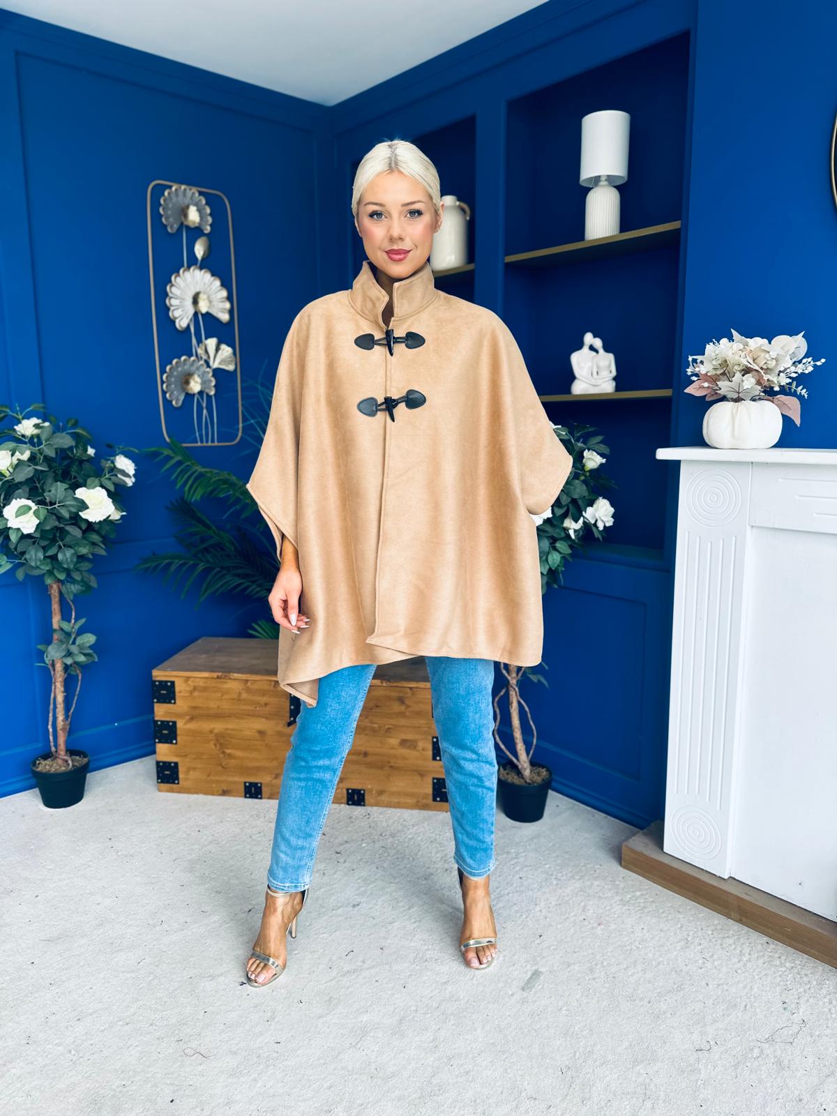 Rachel Toggle & Rope Poncho Camel