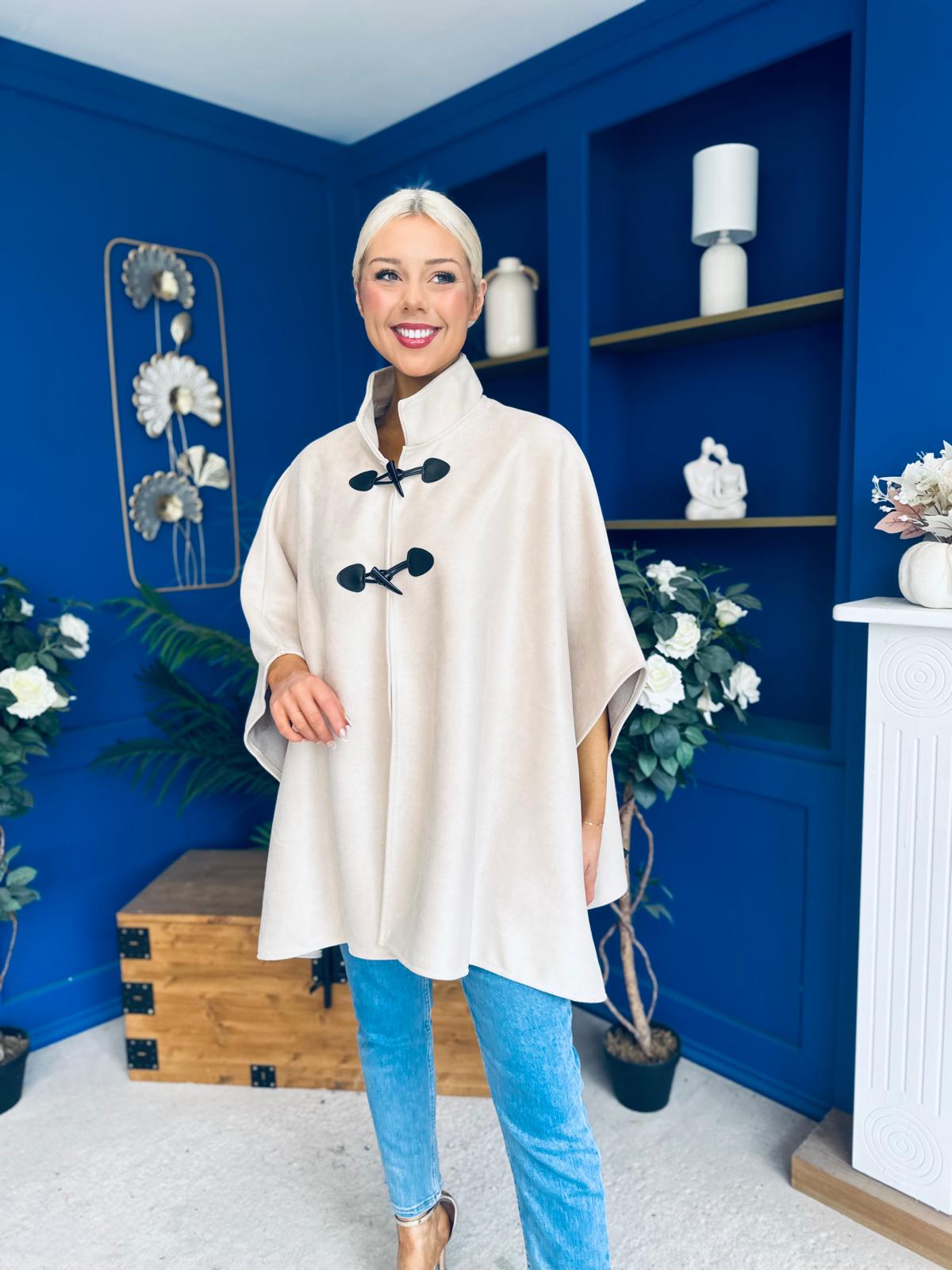 Rachel Toggle & Rope Poncho Cream