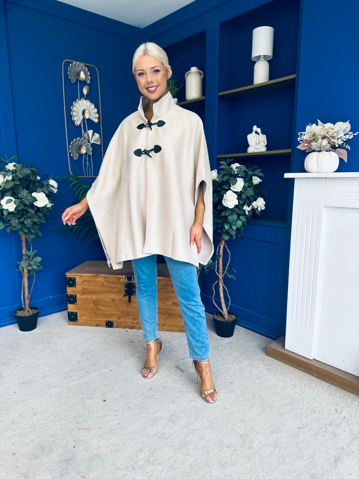 Rachel Toggle & Rope Poncho Cream