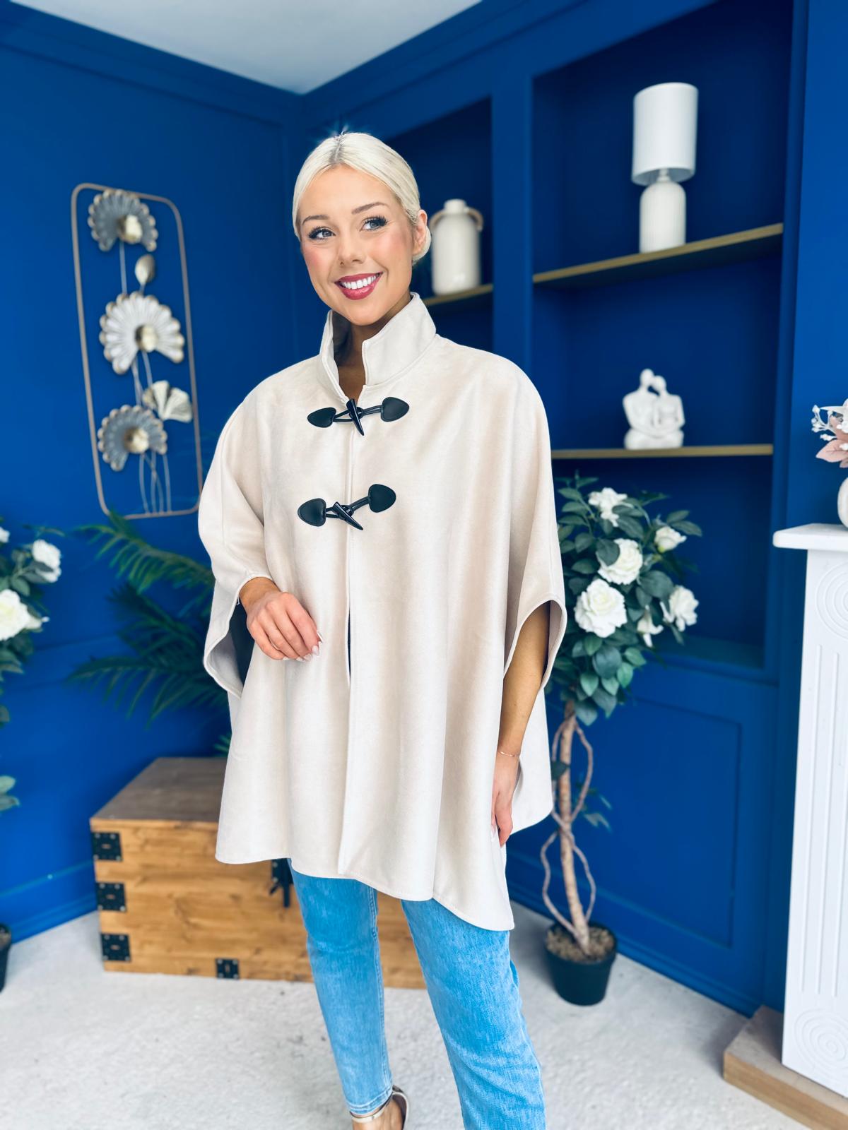 Rachel Toggle & Rope Poncho Cream