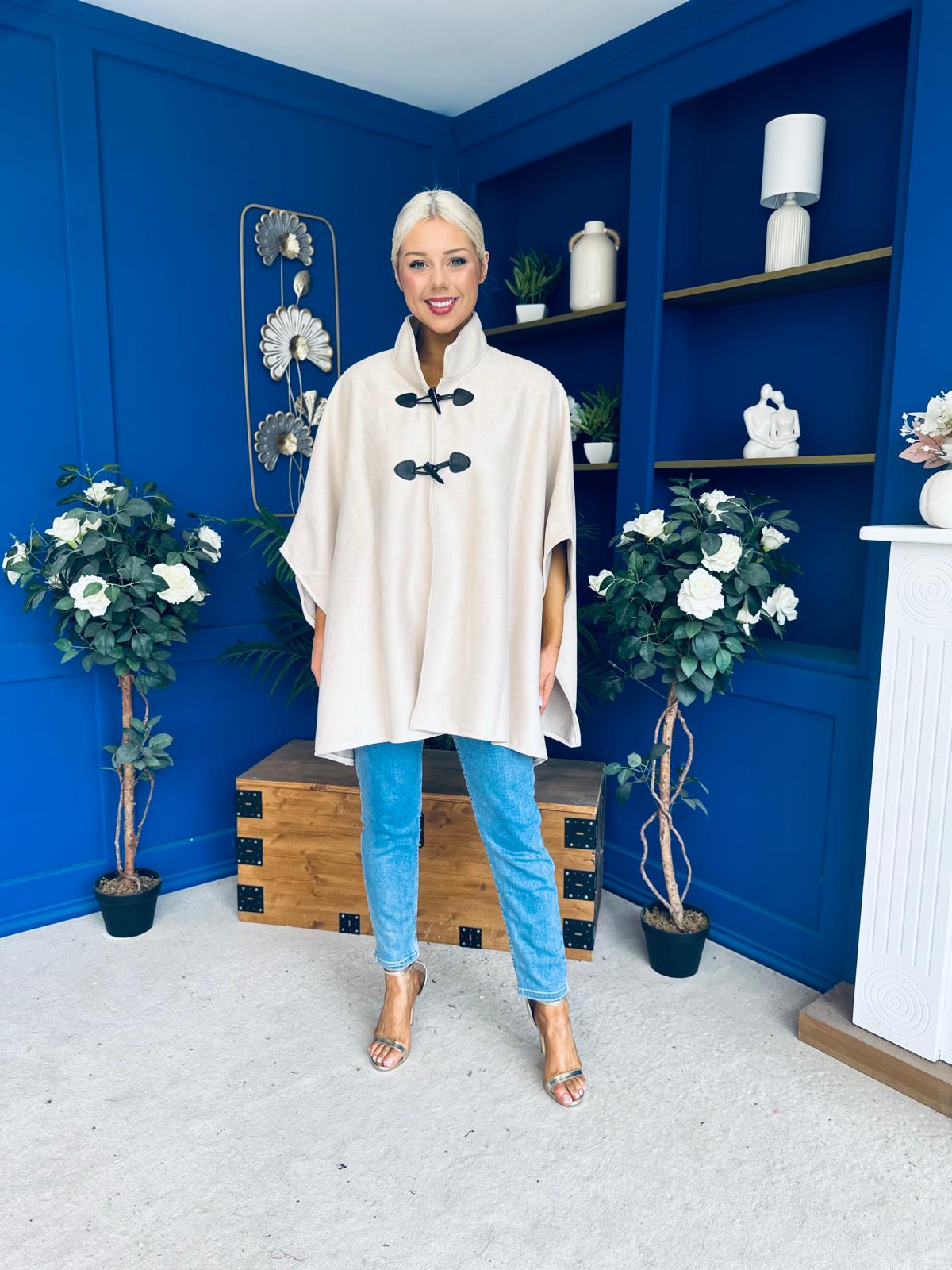 Rachel Toggle & Rope Poncho Cream