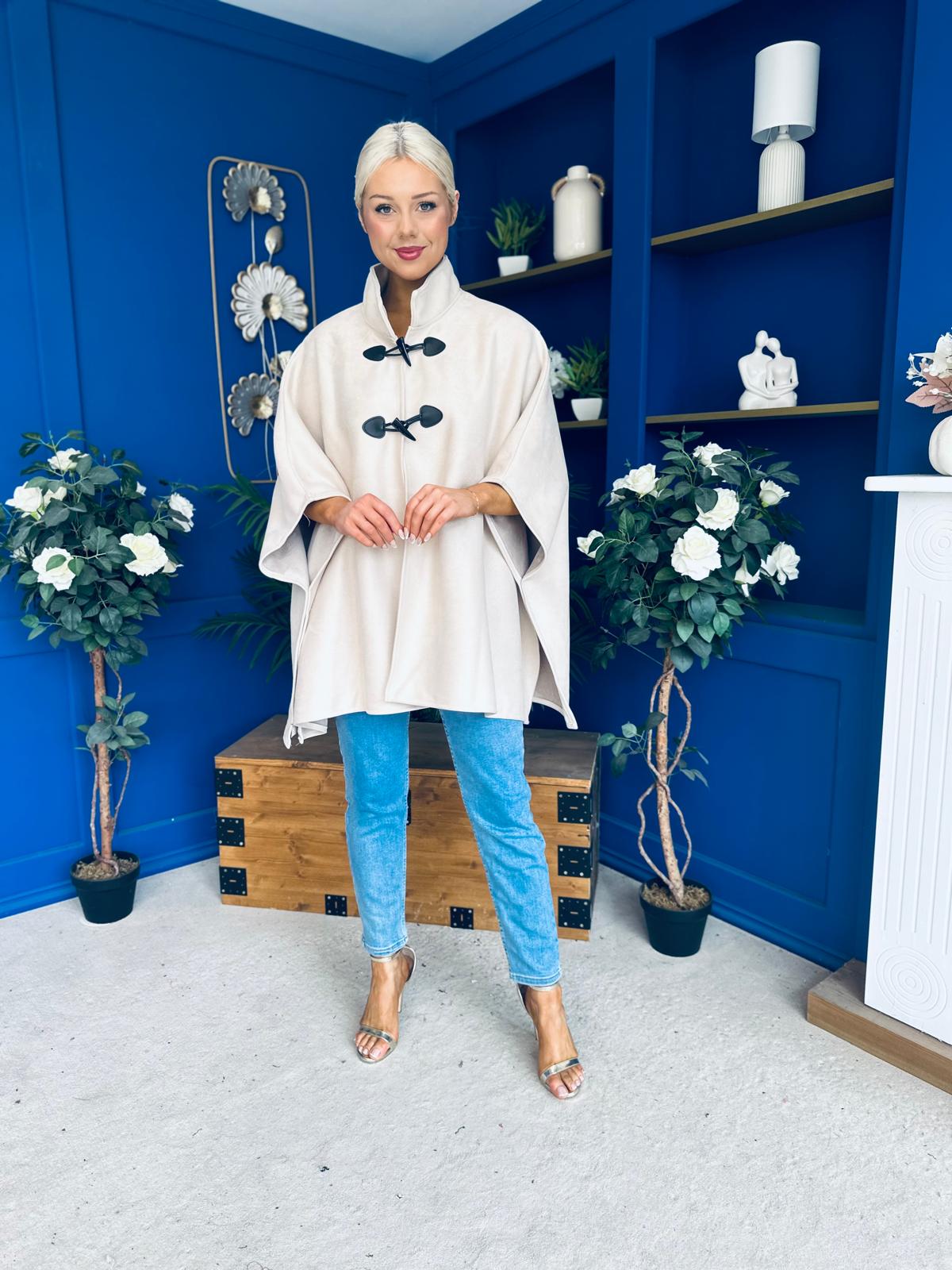Rachel Toggle & Rope Poncho Cream