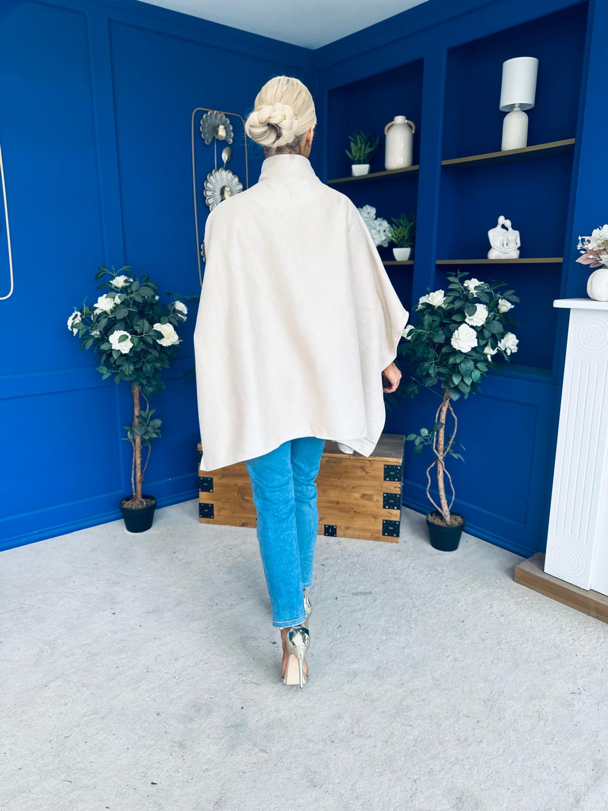 Rachel Toggle & Rope Poncho Cream