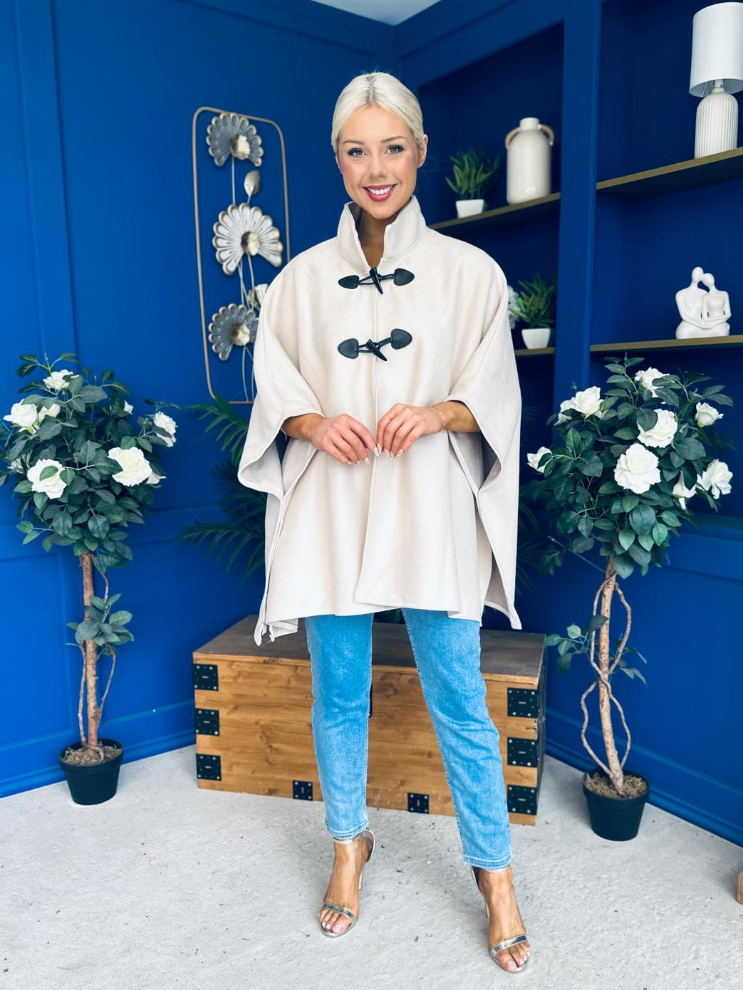 Rachel Toggle & Rope Poncho Cream