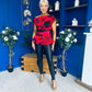 Heather Pleat Detail Top Floral Rouge