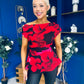 Heather Pleat Detail Top Floral Rouge