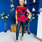 Heather Pleat Detail Top Floral Rouge
