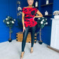 Heather Pleat Detail Top Floral Rouge