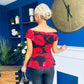 Heather Pleat Detail Top Floral Rouge