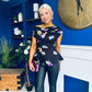 Heather Pleat Detail Top Floral Black