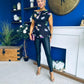 Heather Pleat Detail Top Floral Black