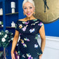 Heather Pleat Detail Top Floral Black