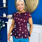 Heather Pleat Detail Top Polka Burgundy