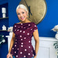 Heather Pleat Detail Top Polka Burgundy