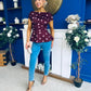 Heather Pleat Detail Top Polka Burgundy