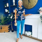 Heather Pleat Detail Top Floral Navy