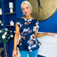 Heather Pleat Detail Top Floral Navy
