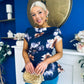 Heather Pleat Detail Top Floral Navy