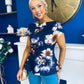 Heather Pleat Detail Top Floral Navy