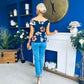 Heather Pleat Detail Top Floral Navy