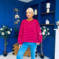 Daisy Striped Jumper Pink & Burgundy