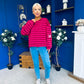 Daisy Striped Jumper Pink & Burgundy