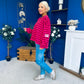 Daisy Striped Jumper Pink & Burgundy
