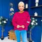 Daisy Striped Jumper Pink & Burgundy