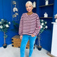 Daisy Striped Jumper Pink & Chocolate