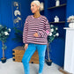 Daisy Striped Jumper Pink & Chocolate