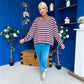 Daisy Striped Jumper Pink & Chocolate