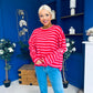 Daisy Striped Jumper Pink & Red